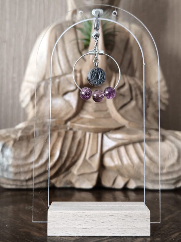 Boucles d’Oreilles Diffuseur – Lotus et Perle violet – Image 2