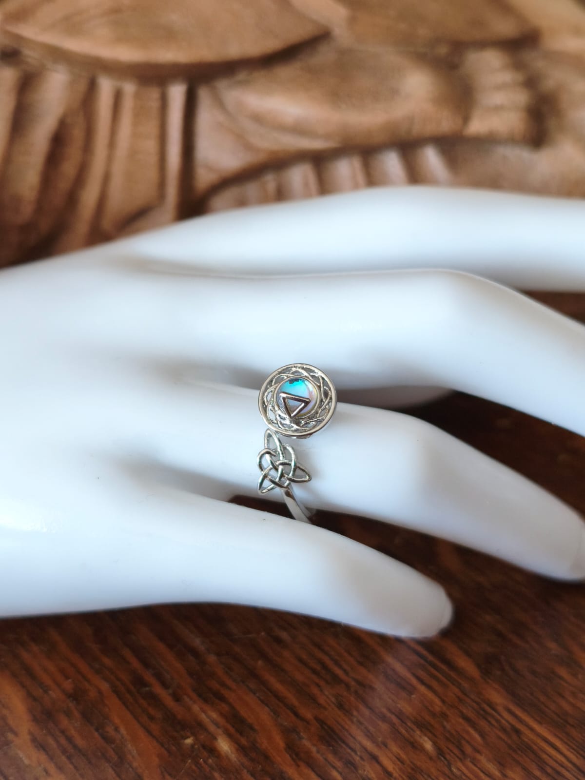 Bague anti-anxiété rotative nœud celtique - réglable