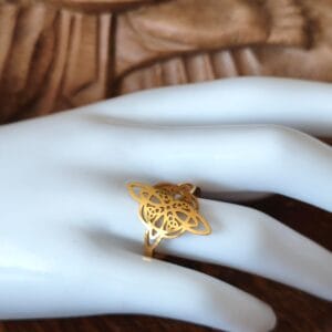 Bague nœud de sorcière et nœuds celtiques réglable