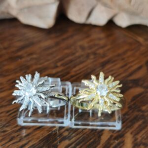 Bague anti-stress rotative soleil réglable sertie de Zircon dorée ou argentée